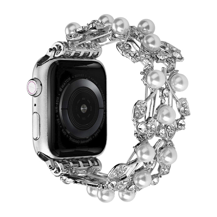 Four-leaf Bead Metal Watch Band, For Apple Watch Series 10 46mm, For Apple Watch Series 10 42mm, For Apple Watch SE 2023 44mm, For Apple Watch SE 2023 40mm, For Apple Watch Ultra 2 49mm, For Apple Watch 9 45mm, For Apple Watch 9 41mm�������������������...