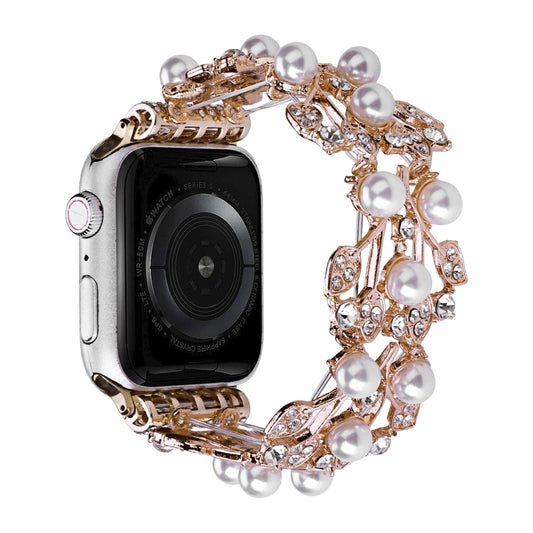 Four-leaf Bead Metal Watch Band, For Apple Watch Series 10 46mm, For Apple Watch Series 10 42mm, For Apple Watch SE 2023 44mm, For Apple Watch SE 2023 40mm, For Apple Watch Ultra 2 49mm, For Apple Watch 9 45mm, For Apple Watch 9 41mm�������������������...