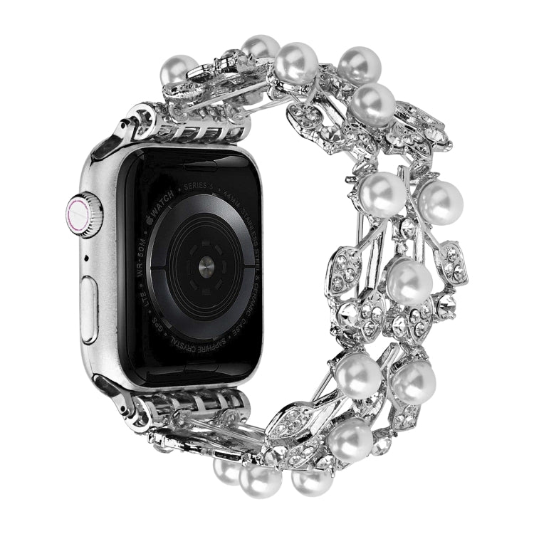 Four-leaf Bead Metal Watch Band, For Apple Watch Series 10 46mm, For Apple Watch Series 10 42mm, For Apple Watch SE 2023 44mm, For Apple Watch SE 2023 40mm, For Apple Watch Ultra 2 49mm, For Apple Watch 9 45mm, For Apple Watch 9 41mm                   ...