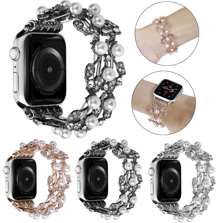Four-leaf Bead Metal Watch Band, For Apple Watch Series 10 46mm, For Apple Watch Series 10 42mm, For Apple Watch SE 2023 44mm, For Apple Watch SE 2023 40mm, For Apple Watch Ultra 2 49mm, For Apple Watch 9 45mm, For Apple Watch 9 41mm�������������������...