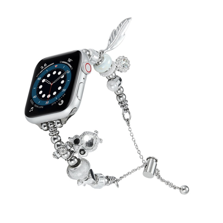 Bead Bracelet Metal Watch Band, For Apple Watch Series 10 46mm, For Apple Watch Series 10 42mm, For Apple Watch SE 2023 44mm, For Apple Watch SE 2023 40mm, For Apple Watch Ultra 2 49mm, For Apple Watch 9 45mm, For Apple Watch 9 41mm��������������������...