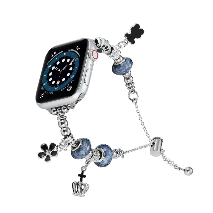 Bead Bracelet Metal Watch Band, For Apple Watch Series 10 46mm, For Apple Watch Series 10 42mm, For Apple Watch SE 2023 44mm, For Apple Watch SE 2023 40mm, For Apple Watch Ultra 2 49mm, For Apple Watch 9 45mm, For Apple Watch 9 41mm��������������������...