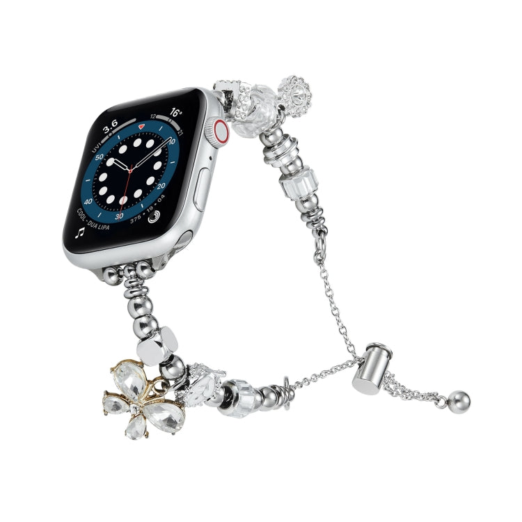 Bead Bracelet Metal Watch Band, For Apple Watch Series 10 46mm, For Apple Watch Series 10 42mm, For Apple Watch SE 2023 44mm, For Apple Watch SE 2023 40mm, For Apple Watch Ultra 2 49mm, For Apple Watch 9 45mm, For Apple Watch 9 41mm��������������������...
