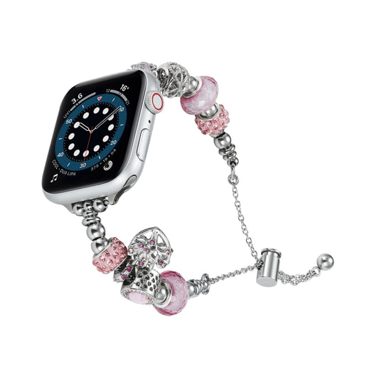 Bead Bracelet Metal Watch Band, For Apple Watch 5 40mm, For Apple Watch 4 44mm, For Apple Watch 4 40mm, For Apple Watch 3 38mm, For Apple Watch 3 42mm, For Apple Watch 2 42mm, For Apple Watch 2 38mm, For Apple Watch 42mm, For Apple Watch 38mm