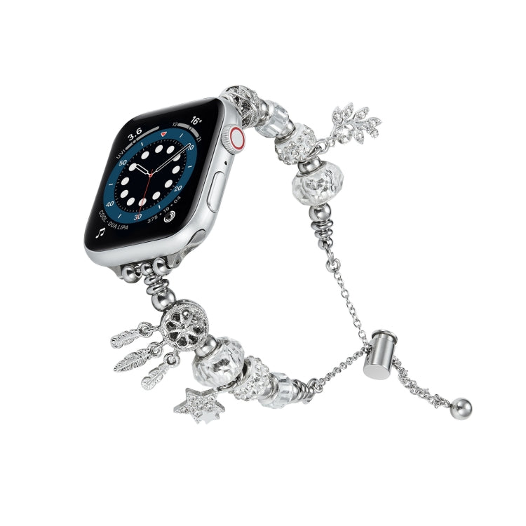 Bead Bracelet Metal Watch Band, For Apple Watch Series 10 46mm, For Apple Watch Series 10 42mm, For Apple Watch SE 2023 44mm, For Apple Watch SE 2023 40mm, For Apple Watch Ultra 2 49mm, For Apple Watch 9 45mm, For Apple Watch 9 41mm��������������������...