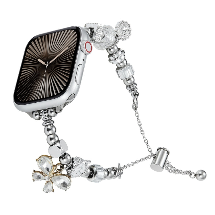 Bead Bracelet Metal Watch Band, For Apple Watch Series 10 46mm, For Apple Watch Series 10 42mm, For Apple Watch SE 2023 44mm, For Apple Watch SE 2023 40mm, For Apple Watch Ultra 2 49mm, For Apple Watch 9 45mm, For Apple Watch 9 41mm��������������������...