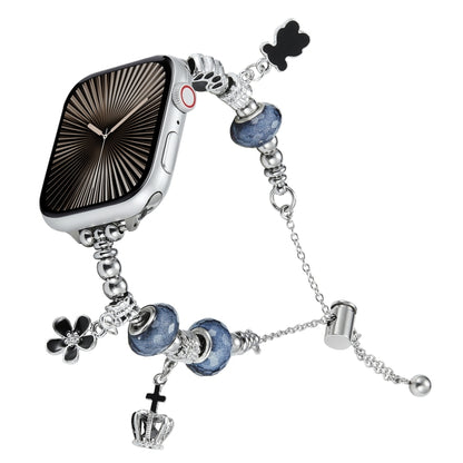 Bead Bracelet Metal Watch Band, For Apple Watch Series 10 46mm, For Apple Watch Series 10 42mm, For Apple Watch SE 2023 44mm, For Apple Watch SE 2023 40mm, For Apple Watch Ultra 2 49mm, For Apple Watch 9 45mm, For Apple Watch 9 41mm��������������������...