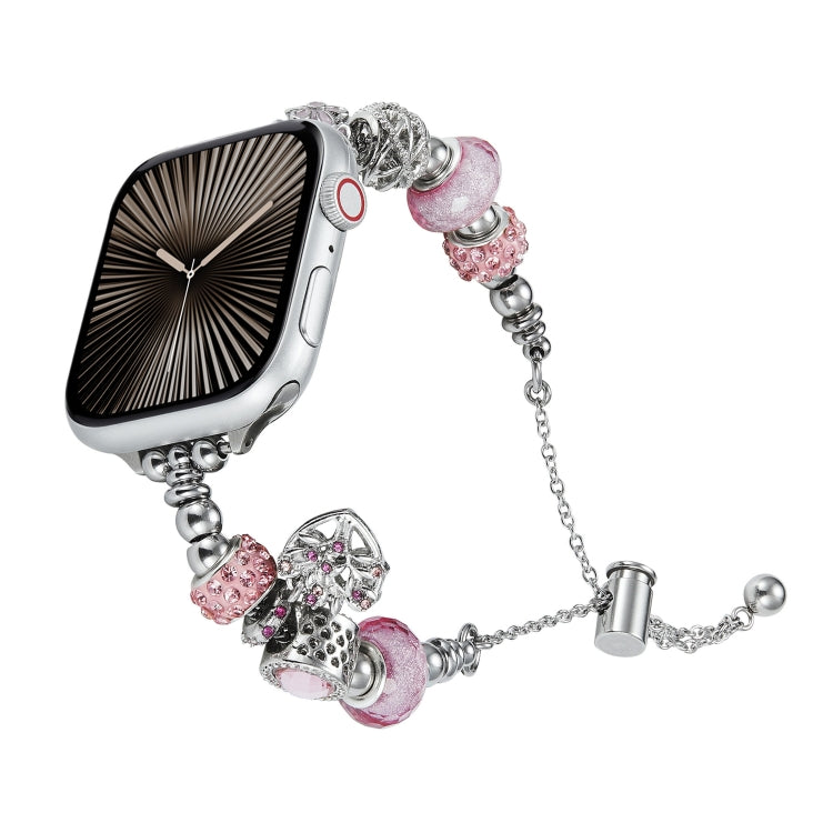 Bead Bracelet Metal Watch Band, For Apple Watch Series 10 46mm, For Apple Watch Series 10 42mm, For Apple Watch SE 2023 44mm, For Apple Watch SE 2023 40mm, For Apple Watch Ultra 2 49mm, For Apple Watch 9 45mm, For Apple Watch 9 41mm��������������������...
