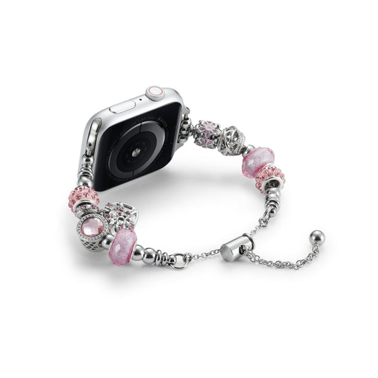 Bead Bracelet Metal Watch Band, For Apple Watch Series 10 46mm, For Apple Watch Series 10 42mm, For Apple Watch SE 2023 44mm, For Apple Watch SE 2023 40mm, For Apple Watch Ultra 2 49mm, For Apple Watch 9 45mm, For Apple Watch 9 41mm                    ...
