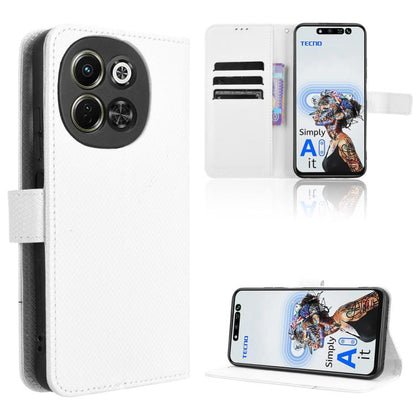 Diamond Texture Leather Phone Case, For Tecno Camon 40 4G, For Tecno Camon 30S 4G / 30S Pro 4G, For Tecno Pova 6 Neo 5G / Spark 30 5G, For Tecno Spark 30 Pro 4G, For Tecno Spark 30 4G, For Tecno Spark Go 1 / Pop 9 / Spark Go 2025, For Tecno Spark 30C 4...