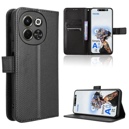Diamond Texture Leather Phone Case, For Tecno Camon 40 4G, For Tecno Camon 30S 4G / 30S Pro 4G, For Tecno Pova 6 Neo 5G / Spark 30 5G, For Tecno Spark 30 Pro 4G, For Tecno Spark 30 4G, For Tecno Spark Go 1 / Pop 9 / Spark Go 2025, For Tecno Spark 30C 4...