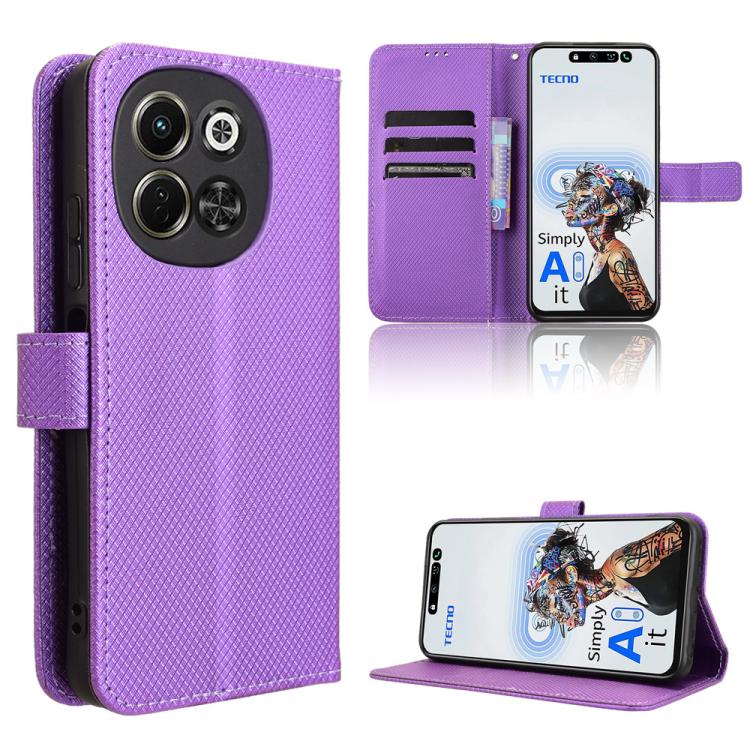Diamond Texture Leather Phone Case, For Tecno Camon 40 4G, For Tecno Camon 30S 4G / 30S Pro 4G, For Tecno Pova 6 Neo 5G / Spark 30 5G, For Tecno Spark 30 Pro 4G, For Tecno Spark 30 4G, For Tecno Spark Go 1 / Pop 9 / Spark Go 2025, For Tecno Spark 30C 4...