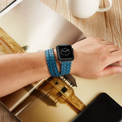 Top-grain Leather Embossed Crown Watchband, For Apple Watch Series 5 & 4 40mm / 3& 2 & 1 38mm, For Apple Watch Series 8&7 45mm / SE 2&6&SE&5&4 44mm / 3&2&1 42mm, For Apple Watch Series 7 45mm / 6 & SE & 5 & 4 44mm / 3 & 2 & 1 42mm