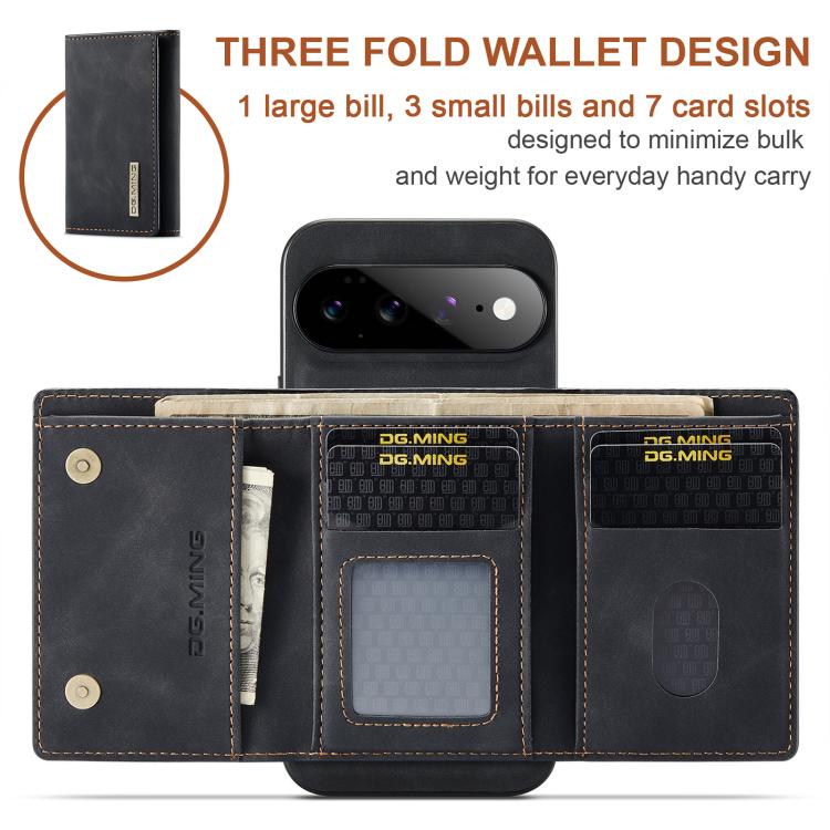 DG.MING M1 Series 3-Fold Multi Card Wallet + Magnetic Phone Case, For Google Pixel 11 Pro XL, For Google Pixel 11, For Google Pixel 11 Pro, For Google Pixel 10a, For Google Pixel 10 Pro XL, For Google Pixel 10 / 10 Pro, For Google Pixel 9a             ...