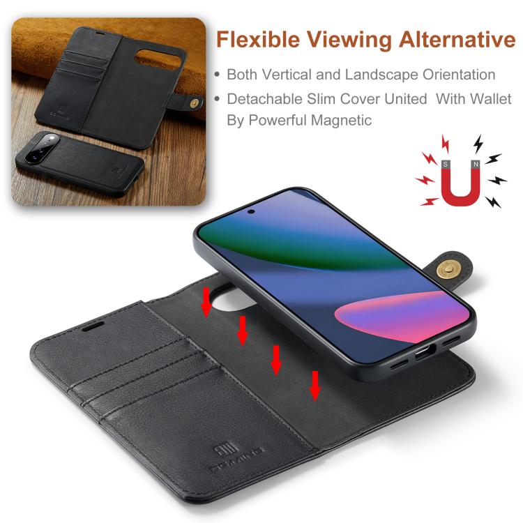 DG.MING Crazy Horse Texture Detachable Magnetic Leather Phone Case, For Google Pixel 11 Pro XL, For Google Pixel 11, For Google Pixel 11 Pro, For Google Pixel 10a, For Google Pixel 10 Pro XL, For Google Pixel 10 / 10 Pro, For Google Pixel 9a           ...