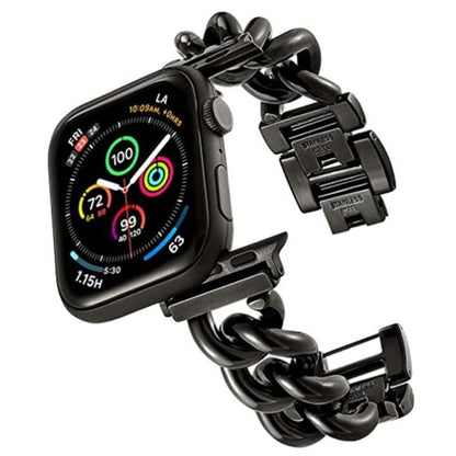Big Denim Chain Metal Watch Band, For Apple Watch Series 10 46mm, For Apple Watch Series 10 42mm, For Apple Watch SE 2023 44mm, For Apple Watch SE 2023 40mm, For Apple Watch Ultra 2 49mm, For Apple Watch 9 45mm, For Apple Watch 9 41mm                  ...