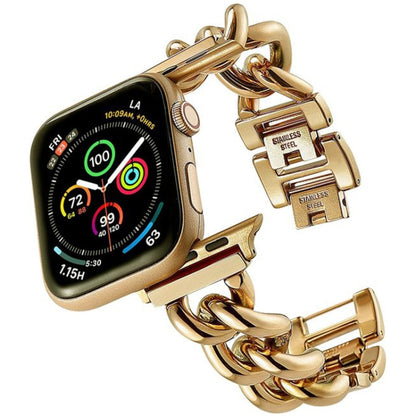 Big Denim Chain Metal Watch Band, For Apple Watch Series 10 46mm, For Apple Watch Series 10 42mm, For Apple Watch SE 2023 44mm, For Apple Watch SE 2023 40mm, For Apple Watch Ultra 2 49mm, For Apple Watch 9 45mm, For Apple Watch 9 41mm                  ...