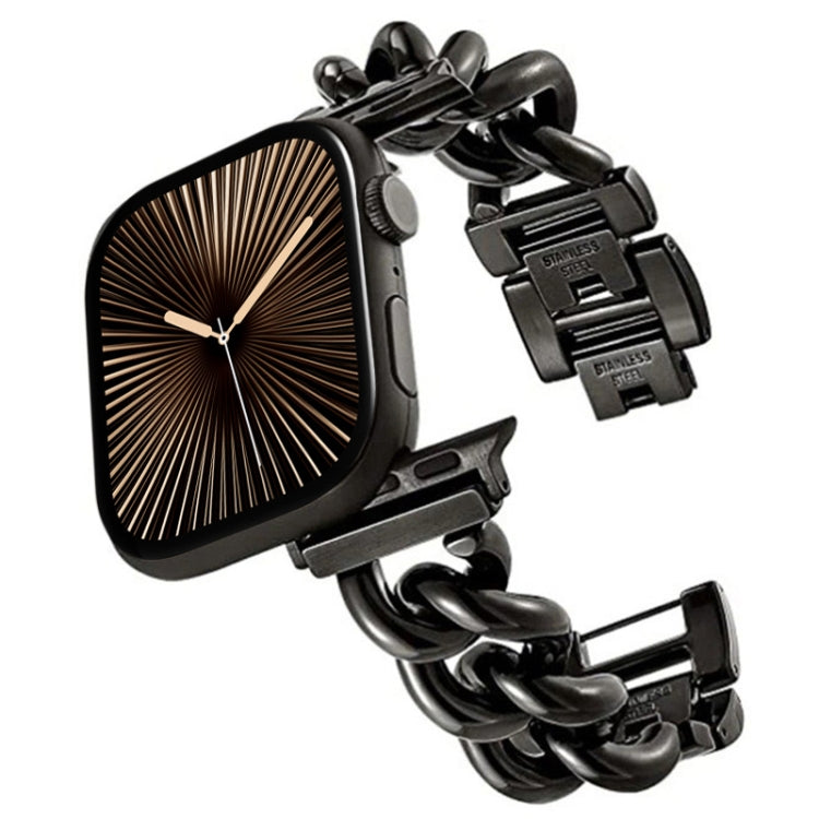 Big Denim Chain Metal Watch Band, For Apple Watch Series 10 46mm, For Apple Watch Series 10 42mm, For Apple Watch SE 2023 44mm, For Apple Watch SE 2023 40mm, For Apple Watch Ultra 2 49mm, For Apple Watch 9 45mm, For Apple Watch 9 41mm                  ...