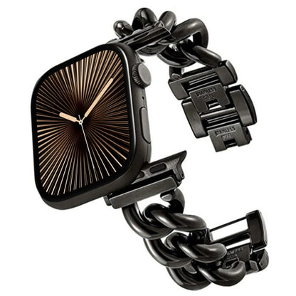 Big Denim Chain Metal Watch Band, For Apple Watch Series 10 46mm, For Apple Watch Series 10 42mm, For Apple Watch SE 2023 44mm, For Apple Watch SE 2023 40mm, For Apple Watch Ultra 2 49mm, For Apple Watch 9 45mm, For Apple Watch 9 41mm                  ...