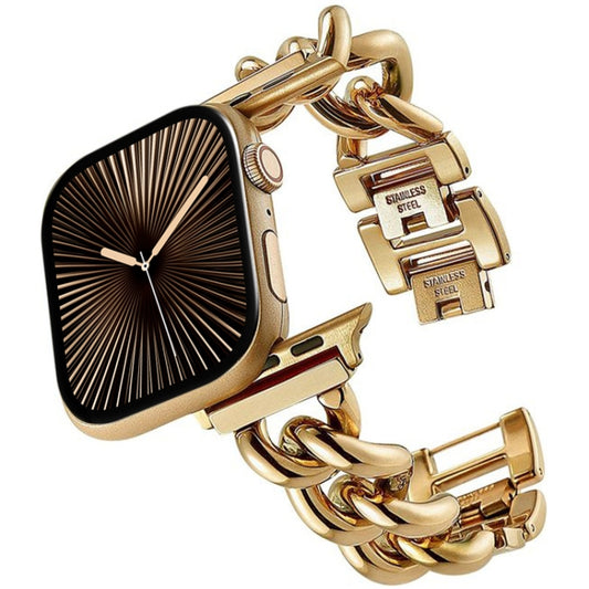 Big Denim Chain Metal Watch Band, For Apple Watch Series 10 46mm, For Apple Watch Series 10 42mm, For Apple Watch SE 2023 44mm, For Apple Watch SE 2023 40mm, For Apple Watch Ultra 2 49mm, For Apple Watch 9 45mm, For Apple Watch 9 41mm