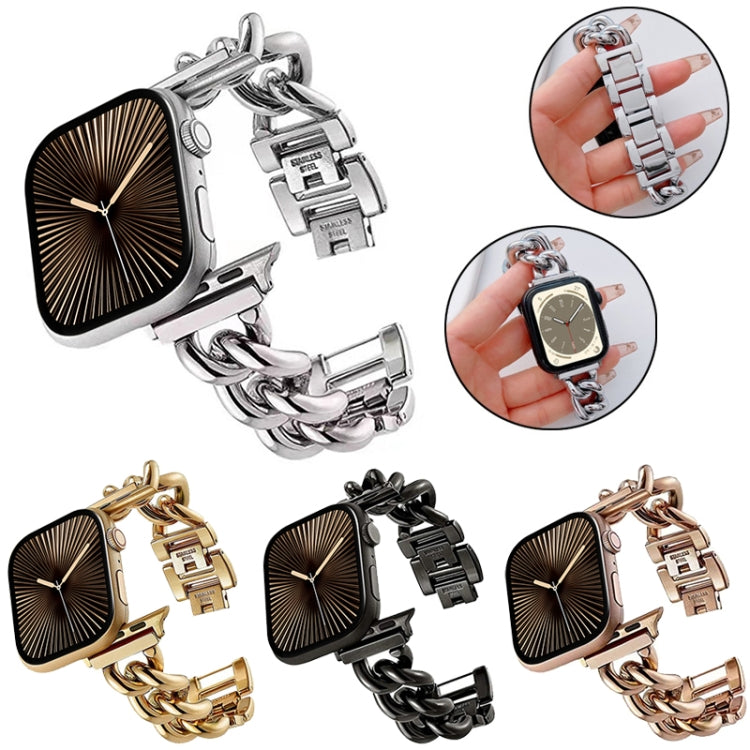 Big Denim Chain Metal Watch Band, For Apple Watch Series 10 46mm, For Apple Watch Series 10 42mm, For Apple Watch SE 2023 44mm, For Apple Watch SE 2023 40mm, For Apple Watch Ultra 2 49mm, For Apple Watch 9 45mm, For Apple Watch 9 41mm                  ...
