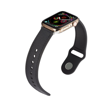 Single Buckle TPU+ Genuine Leather Watchband, For Apple Watch Series 7 41mm / 6 & SE & 5 & 4 40mm / 3 & 2 & 1 38mm, For Apple Watch Series 7 45mm / 6 & SE & 5 & 4 44mm / 3 & 2 & 1 42mm, For Apple Watch Series 8&7 41mm / SE 2&6&SE&5&4 40mm / 3&2&1 38mm�...