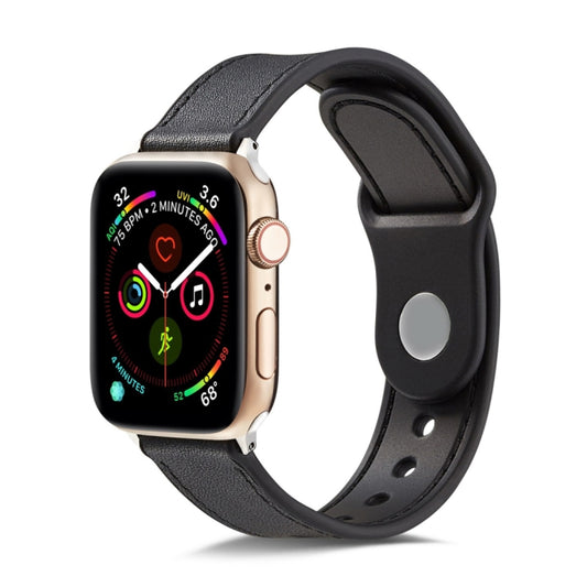 Single Buckle TPU+ Genuine Leather Watchband, For Apple Watch Series 7 41mm / 6 & SE & 5 & 4 40mm / 3 & 2 & 1 38mm, For Apple Watch Series 7 45mm / 6 & SE & 5 & 4 44mm / 3 & 2 & 1 42mm, For Apple Watch Series 8&7 41mm / SE 2&6&SE&5&4 40mm / 3&2&1 38mm�...