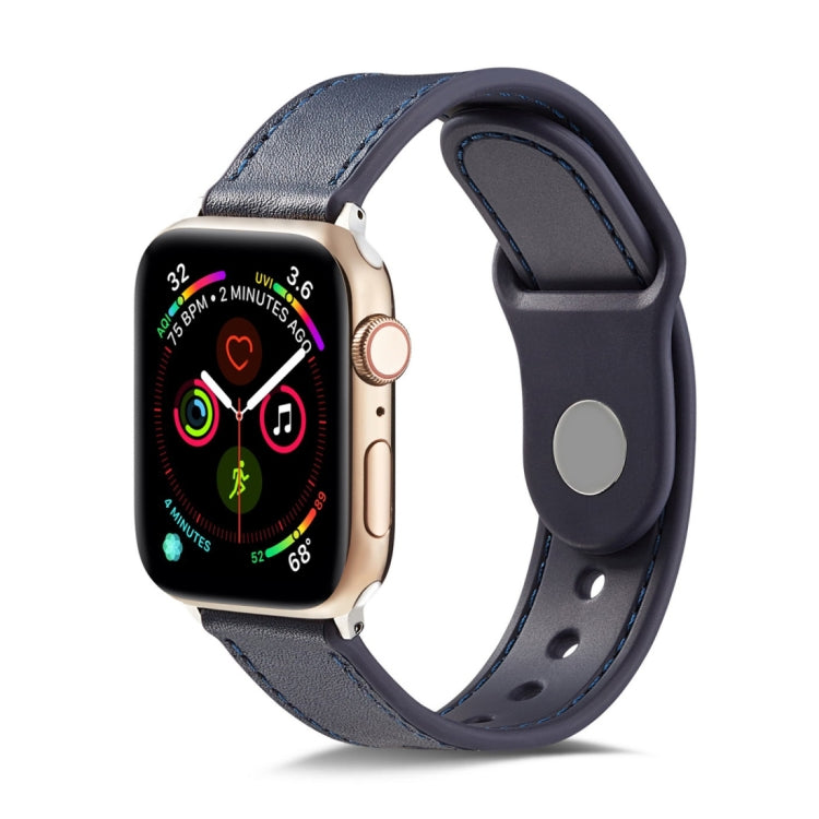 Single Buckle TPU+ Genuine Leather Watchband, For Apple Watch Series 7 41mm / 6 & SE & 5 & 4 40mm / 3 & 2 & 1 38mm, For Apple Watch Series 7 45mm / 6 & SE & 5 & 4 44mm / 3 & 2 & 1 42mm, For Apple Watch Series 8&7 41mm / SE 2&6&SE&5&4 40mm / 3&2&1 38mm�...