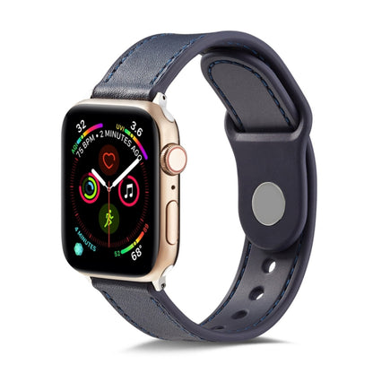 Single Buckle TPU+ Genuine Leather Watchband, For Apple Watch Series 7 41mm / 6 & SE & 5 & 4 40mm / 3 & 2 & 1 38mm, For Apple Watch Series 7 45mm / 6 & SE & 5 & 4 44mm / 3 & 2 & 1 42mm, For Apple Watch Series 8&7 41mm / SE 2&6&SE&5&4 40mm / 3&2&1 38mm�...