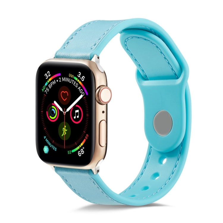 Single Buckle TPU+ Genuine Leather Watchband, For Apple Watch Series 7 41mm / 6 & SE & 5 & 4 40mm / 3 & 2 & 1 38mm, For Apple Watch Series 7 45mm / 6 & SE & 5 & 4 44mm / 3 & 2 & 1 42mm, For Apple Watch Series 8&7 41mm / SE 2&6&SE&5&4 40mm / 3&2&1 38mm�...