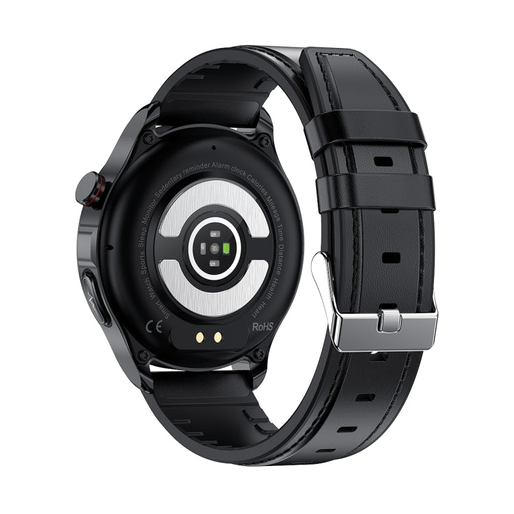 TK22 1.39 inch IP67 Waterproof Leather Band Smart Watch Supports ECG / Non-invasive Blood Sugar, Leather Band (Black)