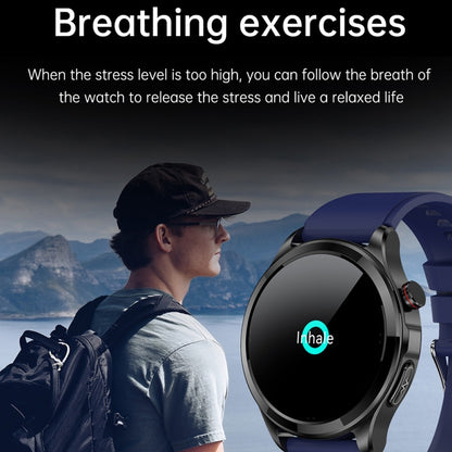 TK22 1.39 inch IP67 Waterproof Leather Band Smart Watch Supports ECG / Non-invasive Blood Sugar, Leather Band (Black)
