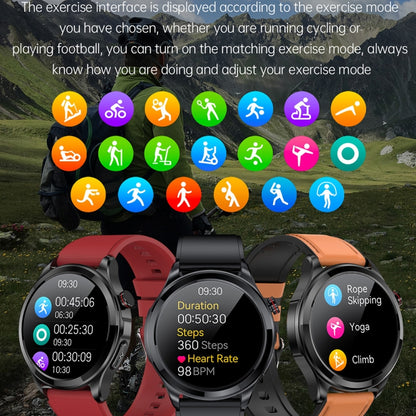 TK22 1.39 inch IP67 Waterproof Leather Band Smart Watch Supports ECG / Non-invasive Blood Sugar, Leather Band (Black)