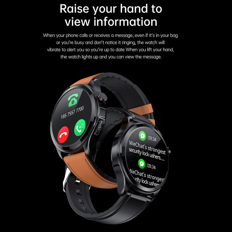 TK22 1.39 inch IP67 Waterproof Leather Band Smart Watch Supports ECG / Non-invasive Blood Sugar, Leather Band (Black)