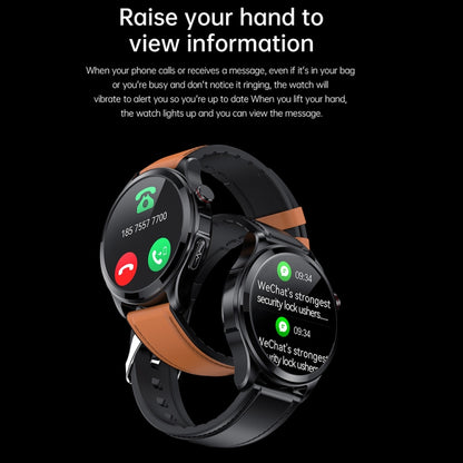 TK22 1.39 inch IP67 Waterproof Leather Band Smart Watch Supports ECG / Non-invasive Blood Sugar, Leather Band (Black)