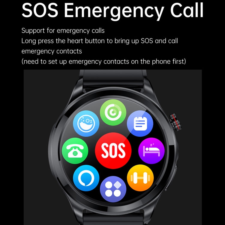 TK22 1.39 inch IP67 Waterproof Leather Band Smart Watch Supports ECG / Non-invasive Blood Sugar, Leather Band (Black)