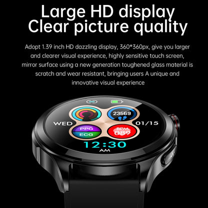 TK22 1.39 inch IP67 Waterproof Leather Band Smart Watch Supports ECG / Non-invasive Blood Sugar, Leather Band (Black)