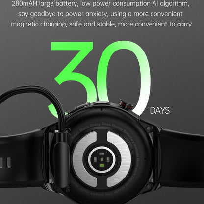 TK22 1.39 inch IP67 Waterproof Leather Band Smart Watch Supports ECG / Non-invasive Blood Sugar, Leather Band (Black)