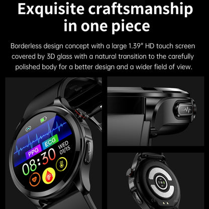 TK22 1.39 inch IP67 Waterproof Leather Band Smart Watch Supports ECG / Non-invasive Blood Sugar, Leather Band (Black)