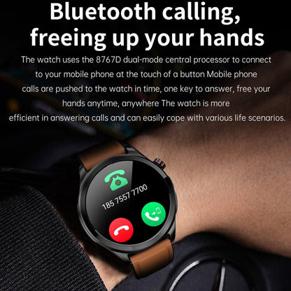 TK22 1.39 inch IP67 Waterproof Leather Band Smart Watch Supports ECG / Non-invasive Blood Sugar, Leather Band (Black)