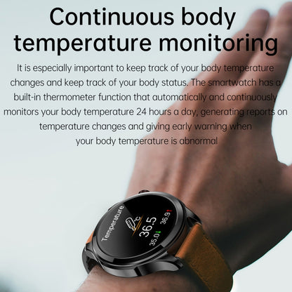 TK22 1.39 inch IP67 Waterproof Leather Band Smart Watch Supports ECG / Non-invasive Blood Sugar, Leather Band (Black)