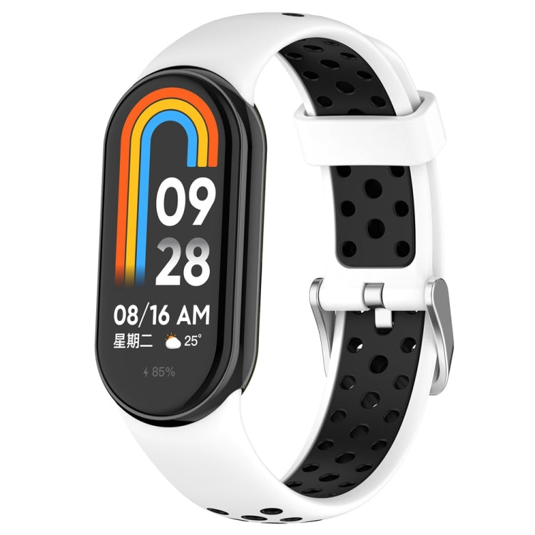 Two-color Steel Plug Silicone Watch Band, For Xiaomi Mi Band 8