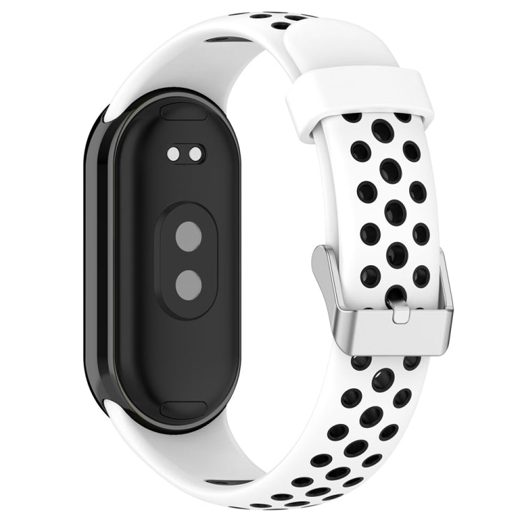 Two-color Steel Plug Silicone Watch Band, For Xiaomi Mi Band 8