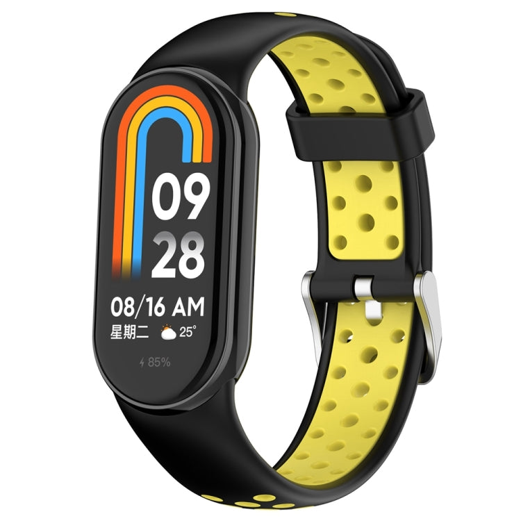 Two-color Steel Plug Silicone Watch Band, For Xiaomi Mi Band 8