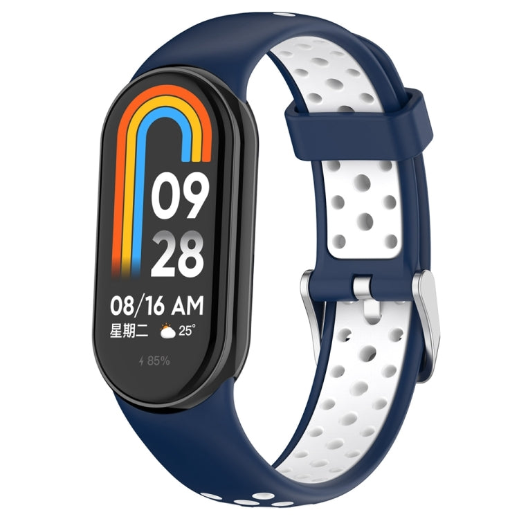 Two-color Steel Plug Silicone Watch Band, For Xiaomi Mi Band 8