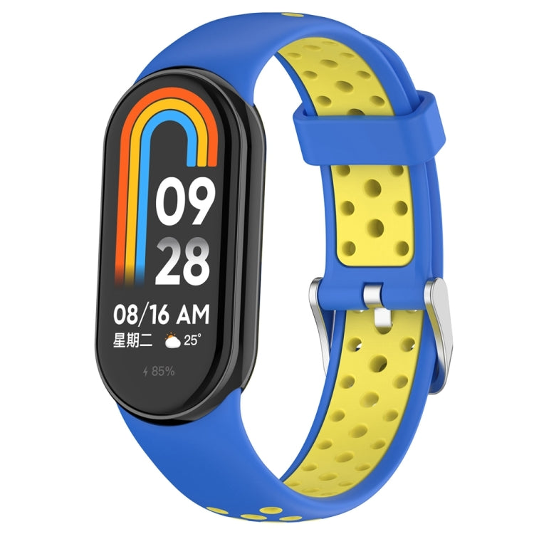Two-color Steel Plug Silicone Watch Band, For Xiaomi Mi Band 8