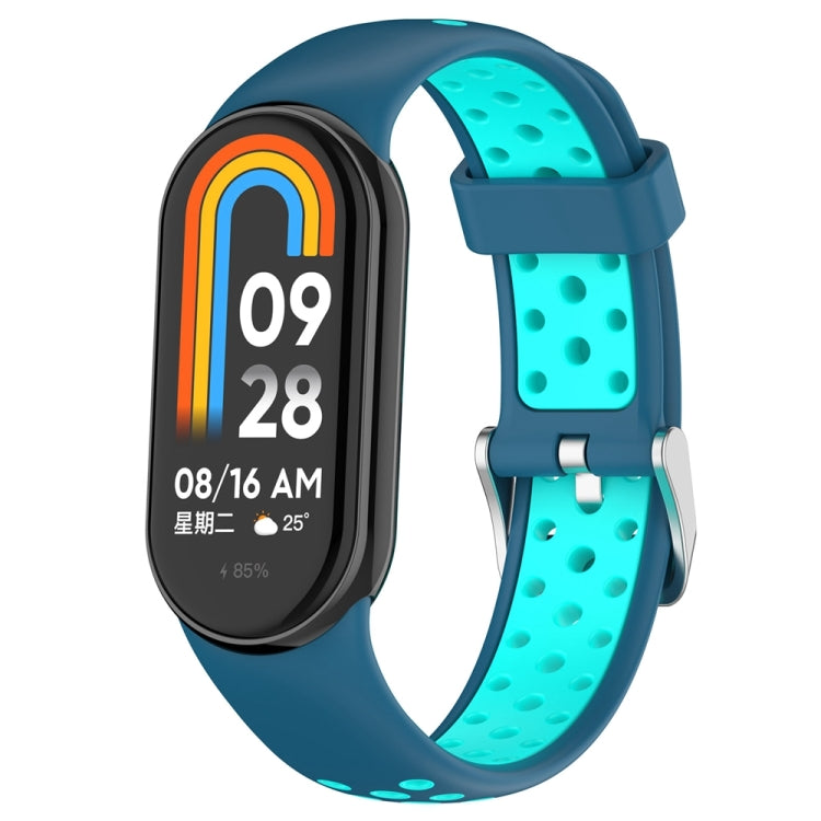 Two-color Steel Plug Silicone Watch Band, For Xiaomi Mi Band 8