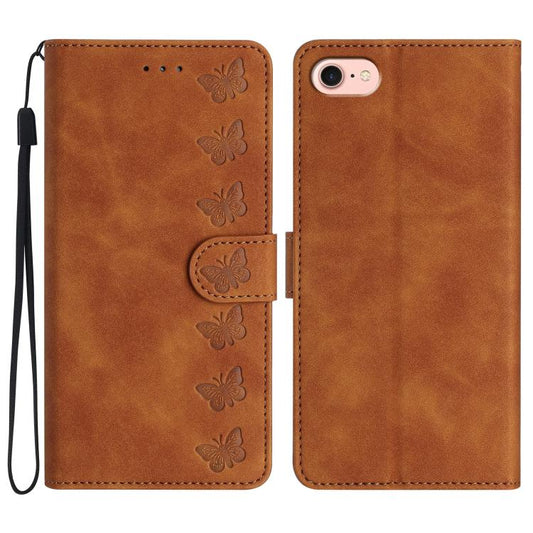 Seven Butterflies Embossed Leather Phone Case, For iPhone 16e / 17e, For iPhone 17 Pro Max, For iPhone 17 Pro, For iPhone 17, For iPhone Air, For iPhone 16 Pro Max, For iPhone 16 Pro, For iPhone 16 Plus, For iPhone 16, For iPhone 15 Pro Max            ...