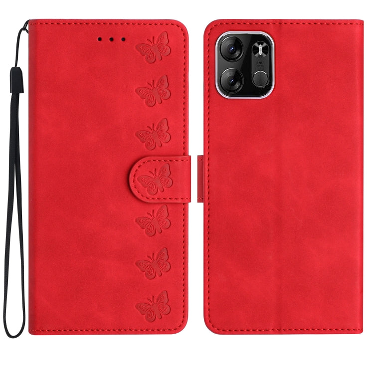 Seven Butterflies Embossed Leather Phone Case, For Tecno Spark Go 2023