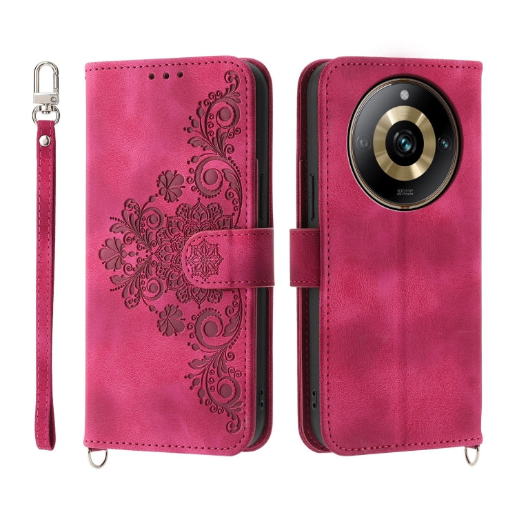 Skin Feel Flowers Embossed Wallet Leather Phone Case, For Realme 11 Pro 5G / 11 Pro+ 5G